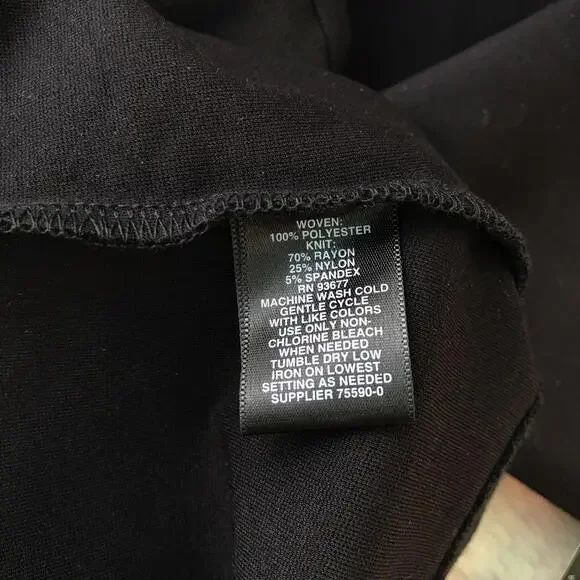 NWT Liz Claiborne Career - Black square cut top faux suede front, M - Picture 6 of 6